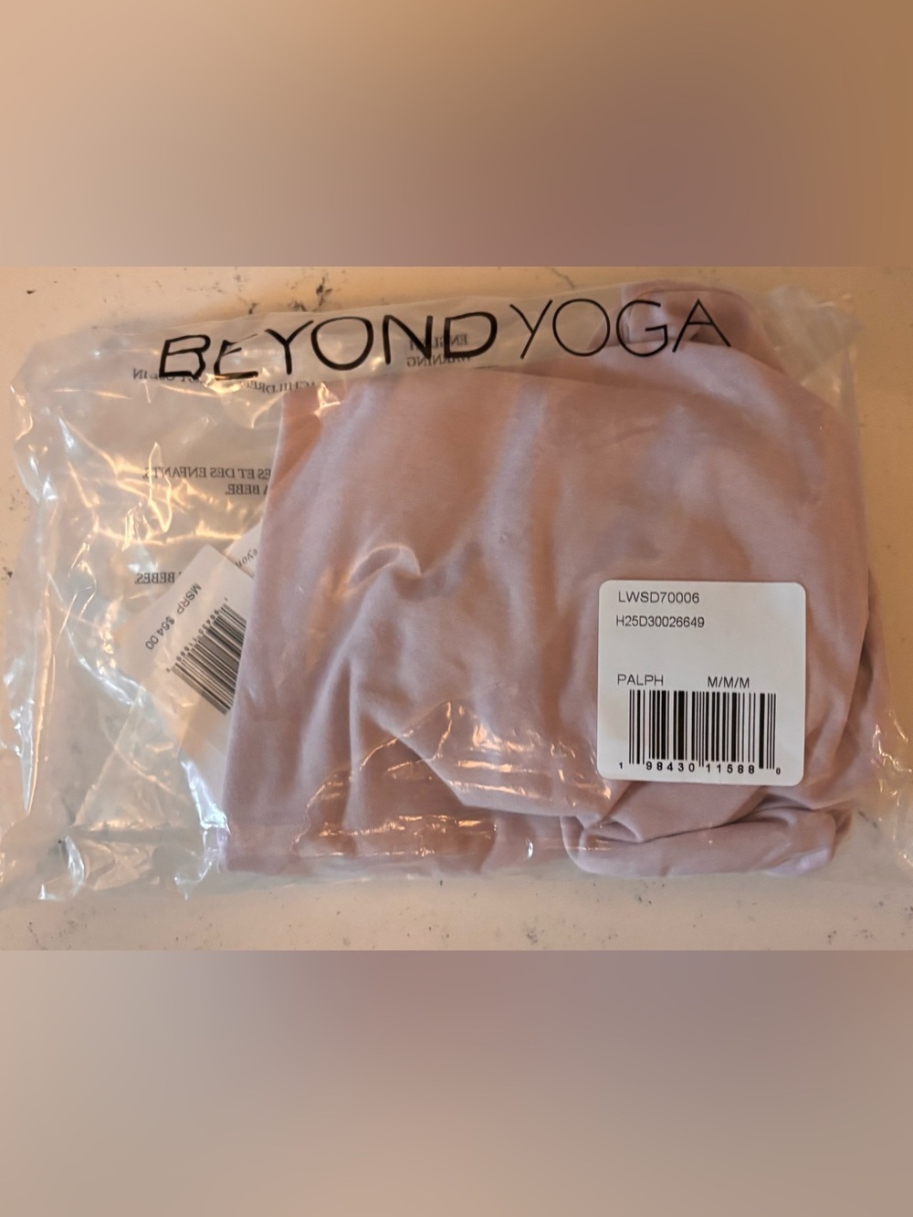 NWT- Beyond Yoga Women’s pale Pink Heather Featherweight Cropped Tee - Picture 11 of 11